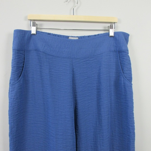 Habitat Crinkle Wide Leg Cropped Pants Women XXL Blue Pull On Lagenlook 310 - Picture 6 of 12